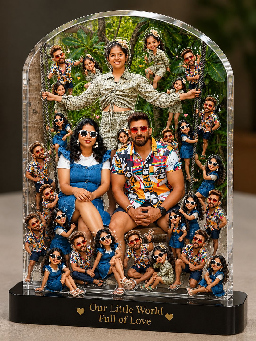 Happy Family Acrylic Caricature - Style III